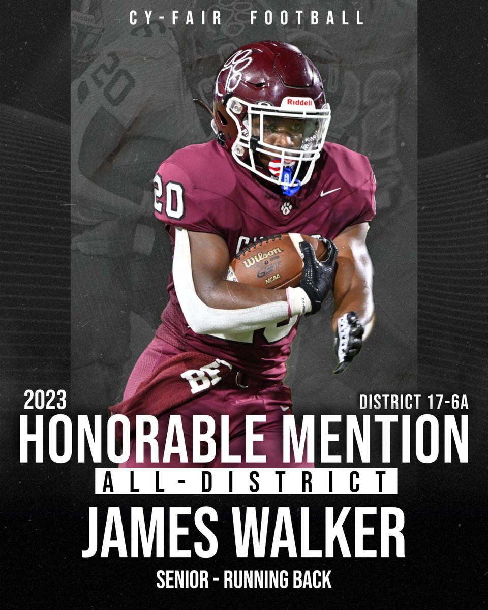Congratulations to James Walker on being named Honorable Mention All-District!