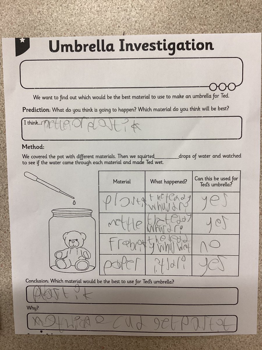 KensingPrimary's tweet photo. Today in science we performed an experiment to find out which material would be best suited for an umbrella. #kensingtonscience #2H https://t.co/6PBOhGTTV2