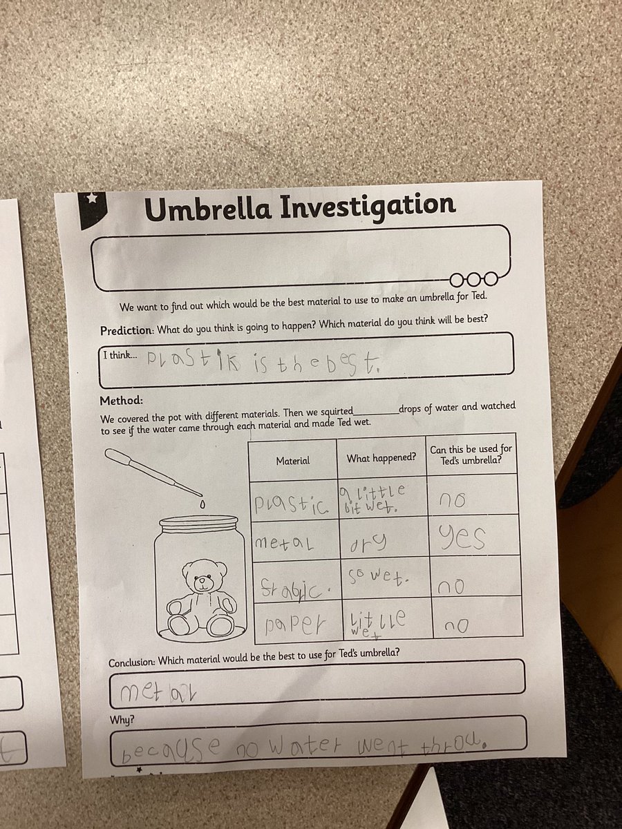 KensingPrimary's tweet photo. Today in science we performed an experiment to find out which material would be best suited for an umbrella. #kensingtonscience #2H https://t.co/6PBOhGTTV2