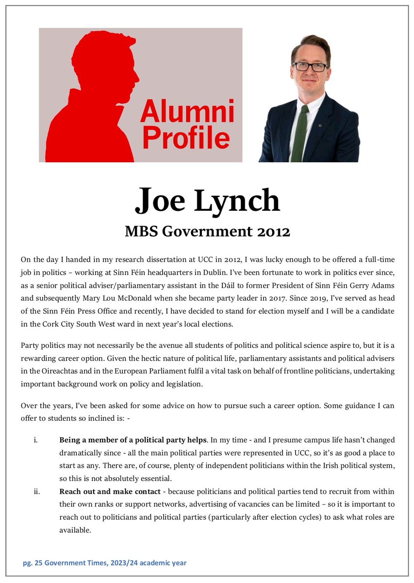 GovUCC's tweet photo. 30-page Christmas Special issue of Government Times is out, produced by students, alumni & staff of the Department of Government & Politics @UCC. This issue covers activities over the past six weeks. @uccgovpol @johbees @MaryCMurphy @UCCResearch @corkcitycouncil @HubEuropCitizen https://t.co/rHbXt6kmSt