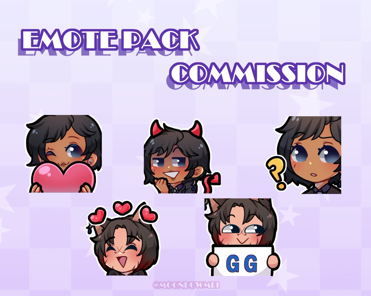 moonbowmei's tweet image. #Emote pack commission to @ImLowKeyBoredd thanks for working with me !