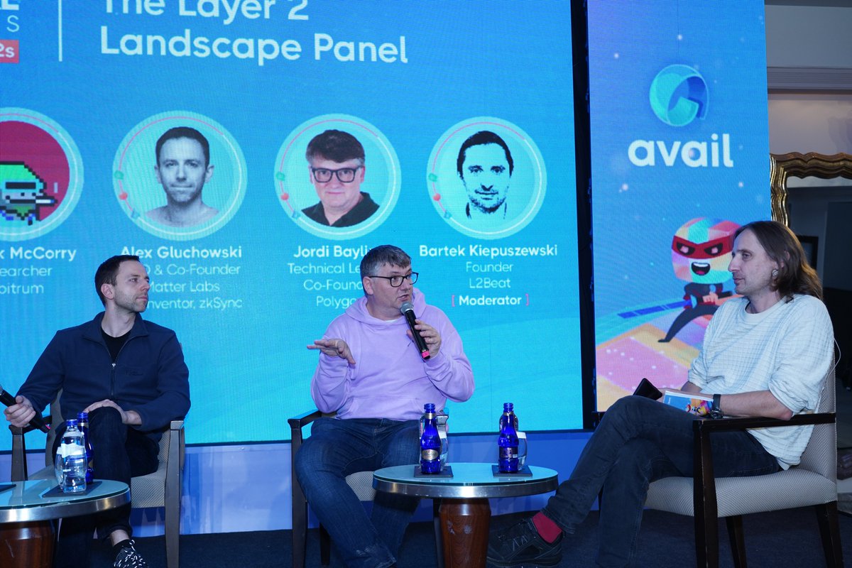 As promised, all the hot takes on L2 that we discussed on stage at <a href="/EFDevconnect/">EF events</a> are here!

We had <a href="/ben_chain/">✨🔴_🔴✨ Ben Jones</a> from @optimismFND, <a href="/stonecoldpat0/">Patrick McCorry 🐋</a> from <a href="/offchain/"></a>  (Building <a href="/arbitrum/">Arbitrum</a>), <a href="/gluk64/">ALEX | ZKsync ∎</a> from <a href="/the_matter_labs/">Matter Labs (∎, ∆)</a> (Building <a href="/zksync/">ZKsync</a>), <a href="/jbaylina/">Jordi Baylina - baylina.eth</a> from @0xPolygonLabs (Building
