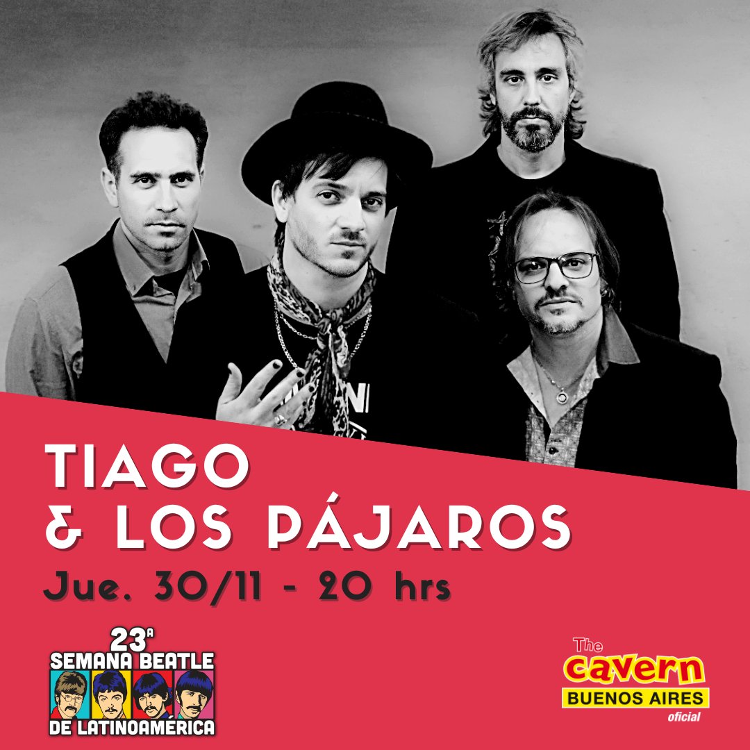 tiagogalindez's tweet photo. 📣 Este jueves @tiagoypajaros tocamos en la #SemanaBeatle en @TheCavernBA . 
Compartiremos canciones que amamos y buenos momentos junto a otras grandes bandas de latinoamérica. ✨🎶
📅 Jueves 30/11 - 20 hrs 
🎫 Entrada #SinCargo
📌  Cavern Club (Paseo de la Plaza) https://t.co/A1R0IapavW