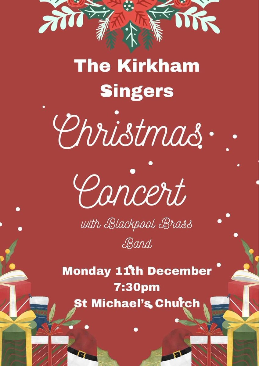 3 weeks til our concert with <a href="/Blackpool_Brass/">Blackpool Brass</a>.
Tickets £8 on the door,  or £7 in advance from <a href="/SerendipityKirk/">Serendipity House</a> ,  Book Bean &amp; Ice Cream.

See you there! 🎶 🎄 🌟