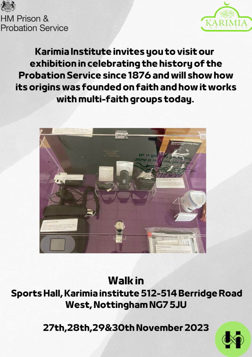 Visit our walk in exhibition at Karimia institute. Join us in celebrating the history of the probation service and interfaith