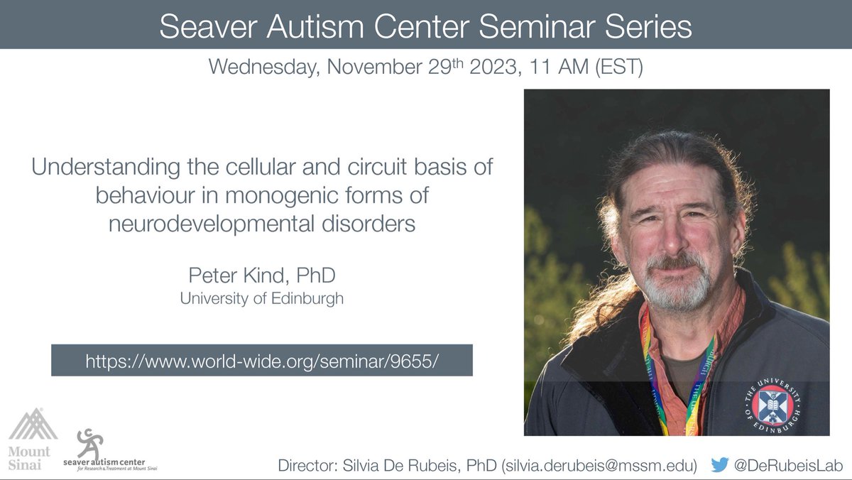 🧐 about the cellular and circuit basis of behavior in monogenic forms of #autism and #neurodev disorders? JOIN US on Nov 29th 11 AM EST on @worldwideneuro to learn from @sidb_edinburgh’s & @EdinburghUni’s Dr. Peter Kind 🧠 🐀 world-wide.org/seminar/9655/