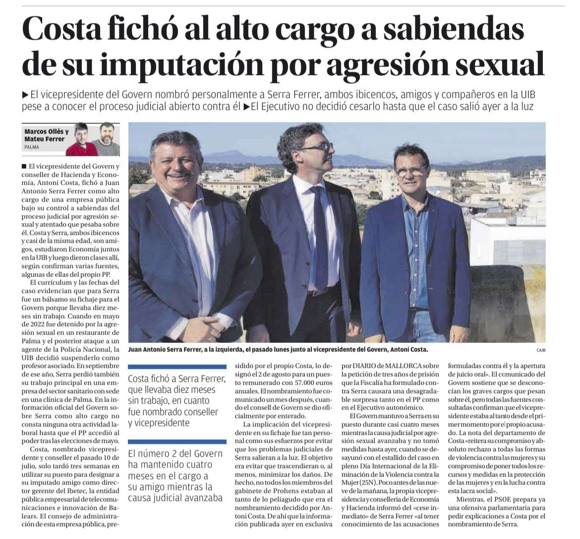 Irantzuf's tweet photo. Qué opinan los cargos del @PPEivissa que vinieron al homenaje del 25N sobre que @a_costacosta alegue haber creído a su amigo frente a las denuncias de víctima y policía? Cómo creen que se debe sentir la víctima viendo que un día se manifiestan y al siguiente lo justifican? https://t.co/YtxyyFtEwQ