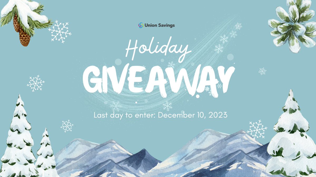 It's that time of year again! 🤩
Union Savings is happy to celebrate the holidays with our 4th annual Holiday Giveaway. There are over 30 chances to win!

Visit unionsavings.ca/en/holiday-giv… for full details. Good luck and we wish everyone a happy and healthy holiday season!