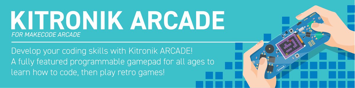 The @Kitronik ARCADE Programmable GamepadIt consists of drag-and-drop blocks that snap together to form programs. You can also write code for ARCADE in Javascript; a Python editor is coming soon! Start coding today! rb1.shop/46NkoKS