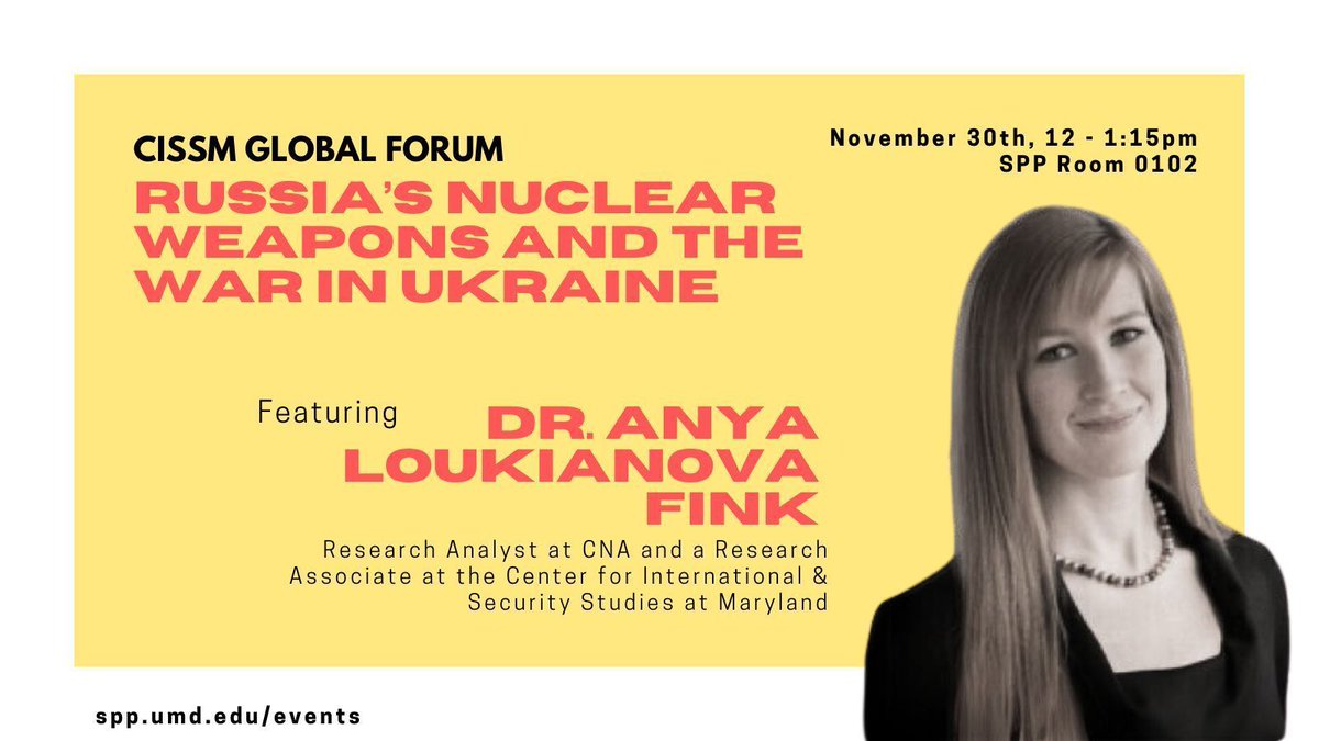 This Thursday, we welcome Dr. Anya Fink to our Global Forum, where she will delve into Russian political leadership and the use of nuclear rhetoric in the Ukraine war. Don't miss out! buff.ly/3uF7Gj6