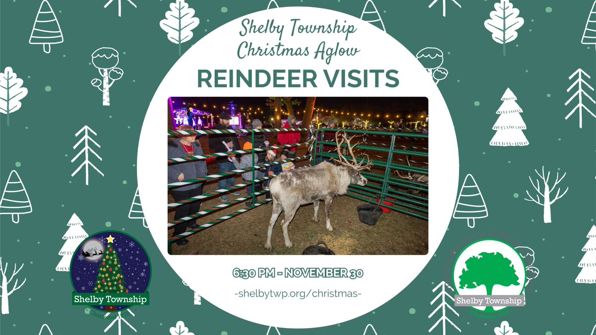Have you ever wanted to meet one of Santa's reindeer? Now you can at Christmas Aglow at 6:30 p.m. on Nov. 30. 🦌🎅

Find out more at shelbytwp.org/christmas.