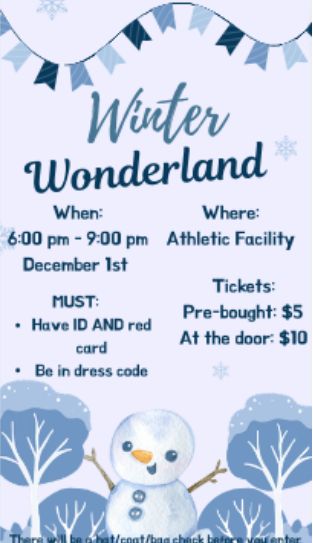EMSBraves's tweet photo. Our Winter Wonderland dance is fast approaching! Be sure to grab your tickets! Parent Sign up: https://t.co/x1y8XWwQD2
Ticket link:  https://t.co/s30RJHmrvY https://t.co/ZbHKigKyxQ