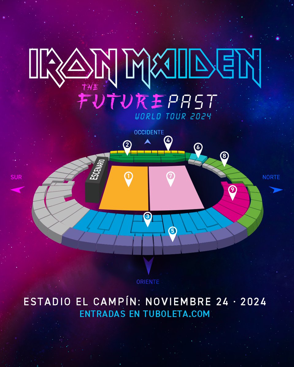 PogotaConcerts's tweet photo. OFICIAL
IRON MAIDEN EN COLOMBIA 

La bestia está de regreso 🔥 IRON MAIDEN en concierto, después de 12 años la Doncella de Hierro vuelve a Colombia en el marco de su gira #TheFuturePastTour. 📍 Domingo 24 de noviembre de 2024 en el Estadio El Campín. https://t.co/cNkYFQm4fL