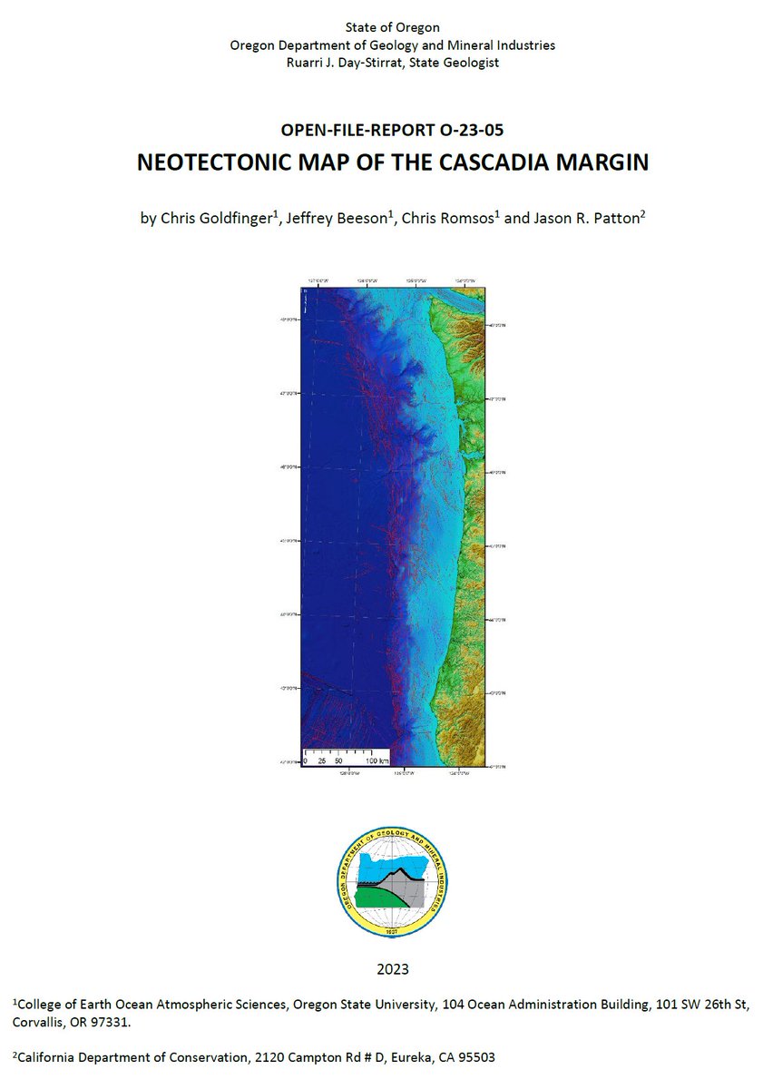 Updated neotectonic map of the Cascadia margin is released! faults, folds, and other tectonic features are mapped relative to the age of their most recent activity oregon.gov/dogami/pubs/Pa…