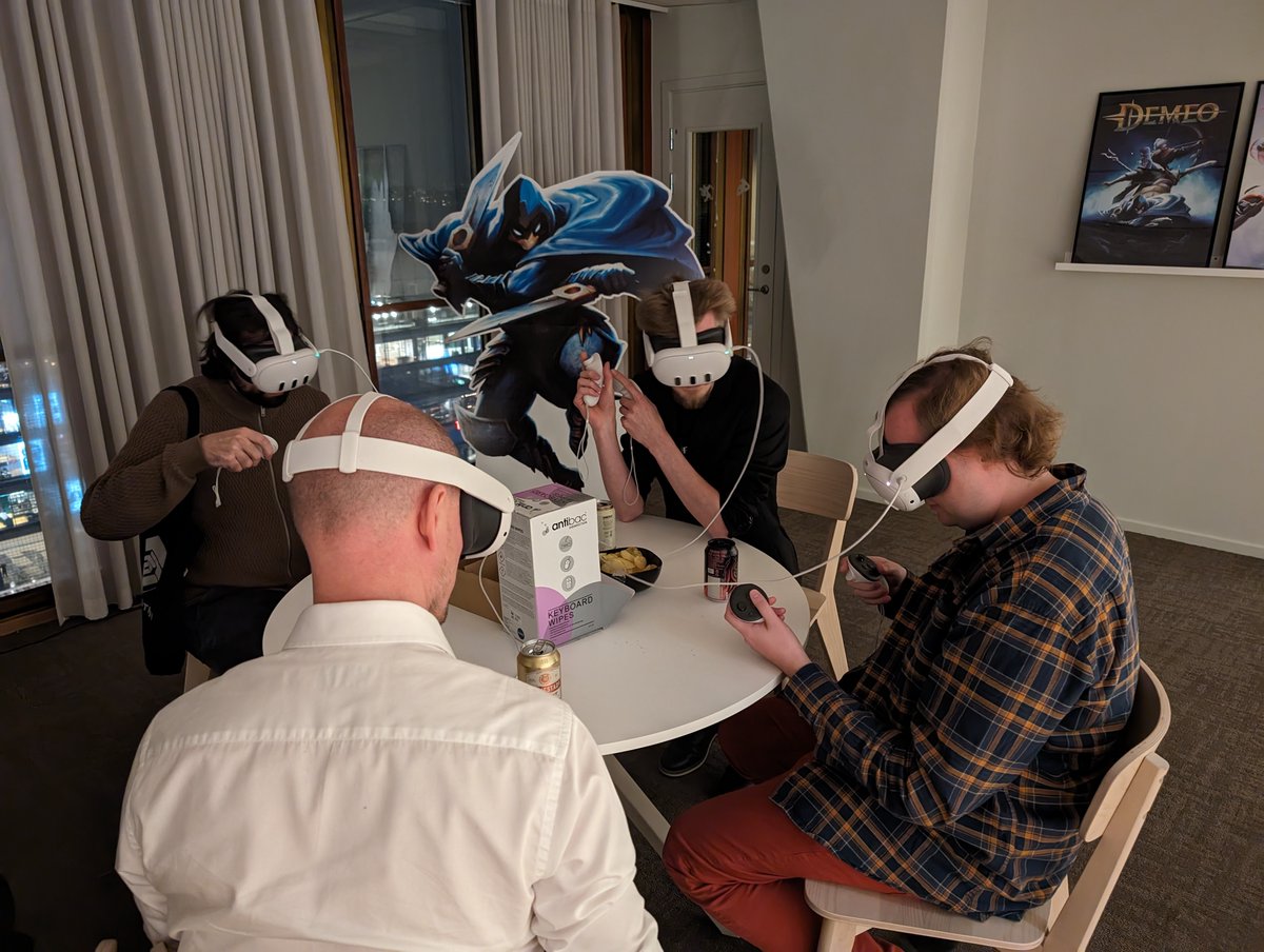 resolutiongame's tweet photo. We couldn't let @DemeoBattles launch without throwing a party. On Friday, we celebrated a successful launch with delicious food, good friends and many matches of the game. https://t.co/qG8bRnR1vN