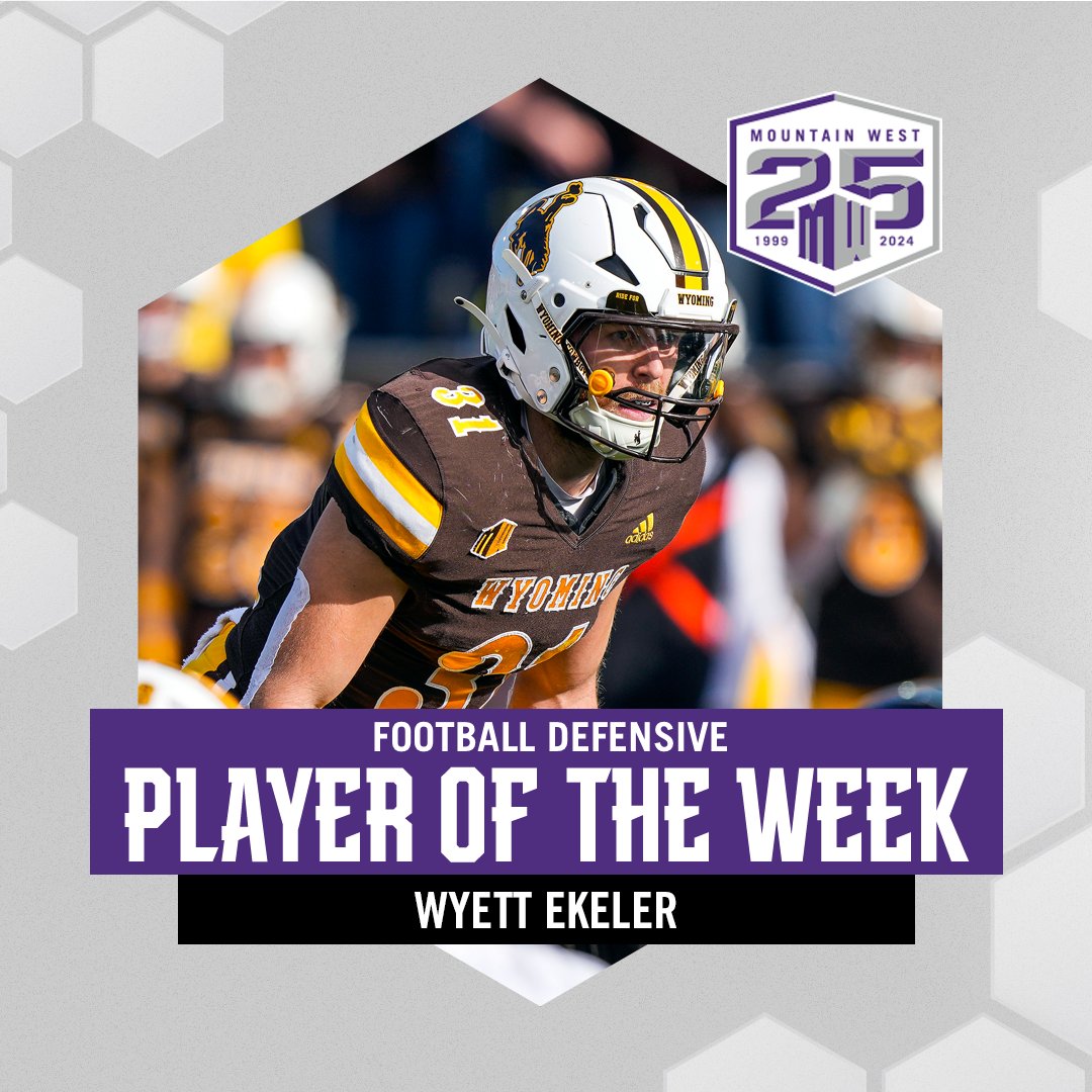 Wyett Ekeler had five tackles (three solo) and an interception return where he broke five tackles on his way to a TD in Wyoming’s 42-6 win at Nevada 👏🤠 #AtThePEAK | #MWFB | #RideForTheBrand