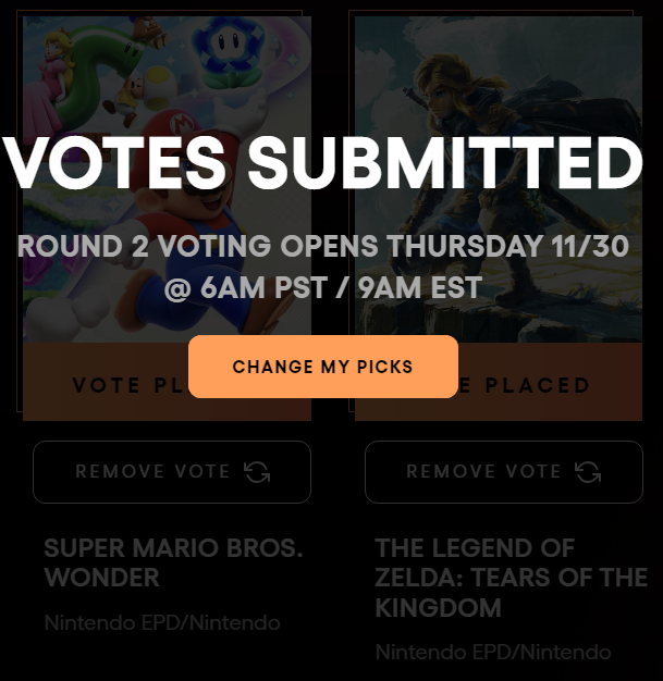 The Game Awards on X: Voting is now open for Round 1 of #TheGameAwards  Players' Voice, a 100% fan voted award. Vote now:   30 games are in contention in round 1