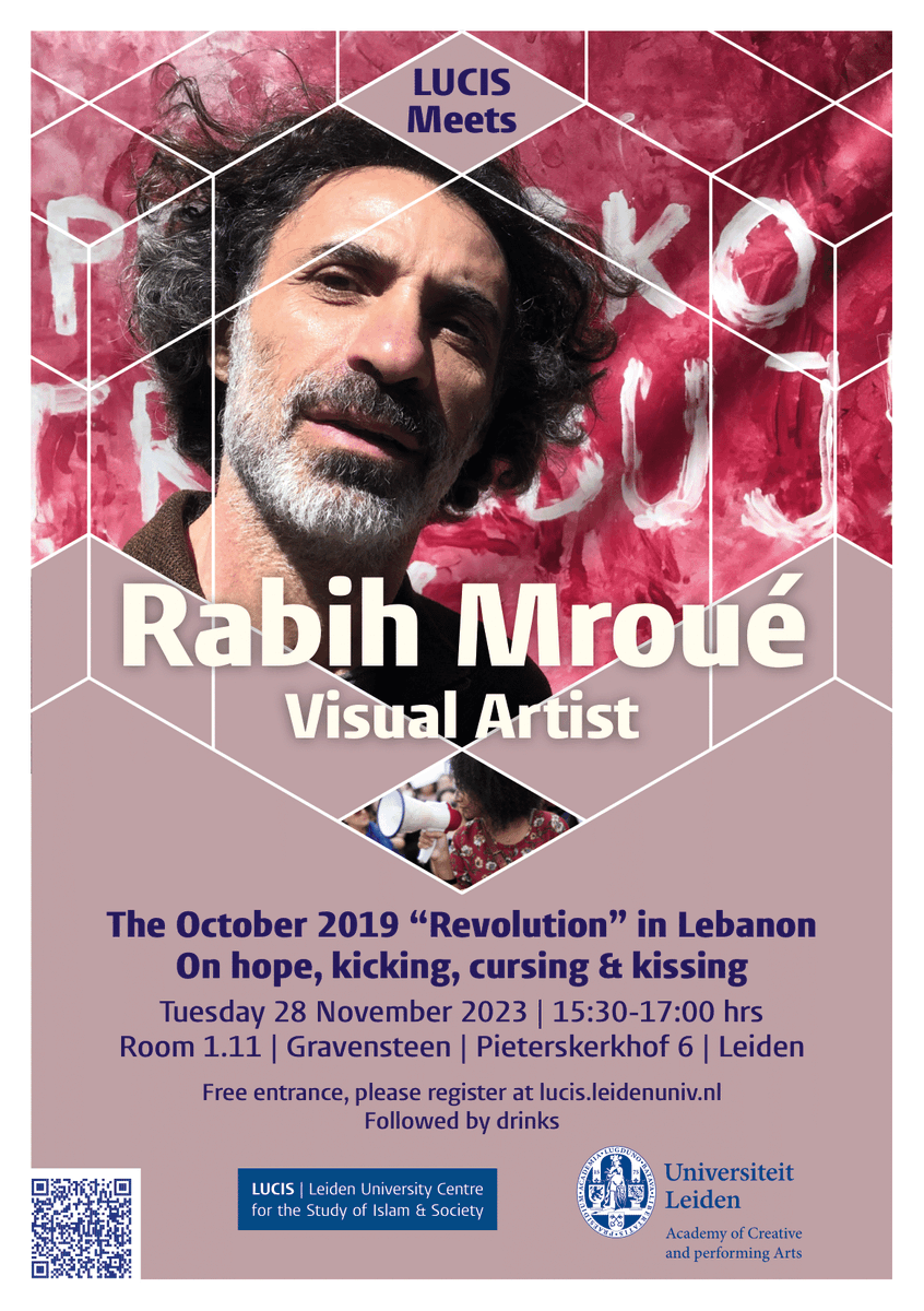 LUCIS Meets | Until the '90s, terms like 'uprising' & 'revolution' were commonplace. Enter 'hirāk'. Tomorrow, Rabih Mroué will dissect this shift through #Lebanon's 2019 events. Join us for this talk & film screening: universiteitleiden.nl/en/events/2023… Cooperation w/ @ACPA_leiden