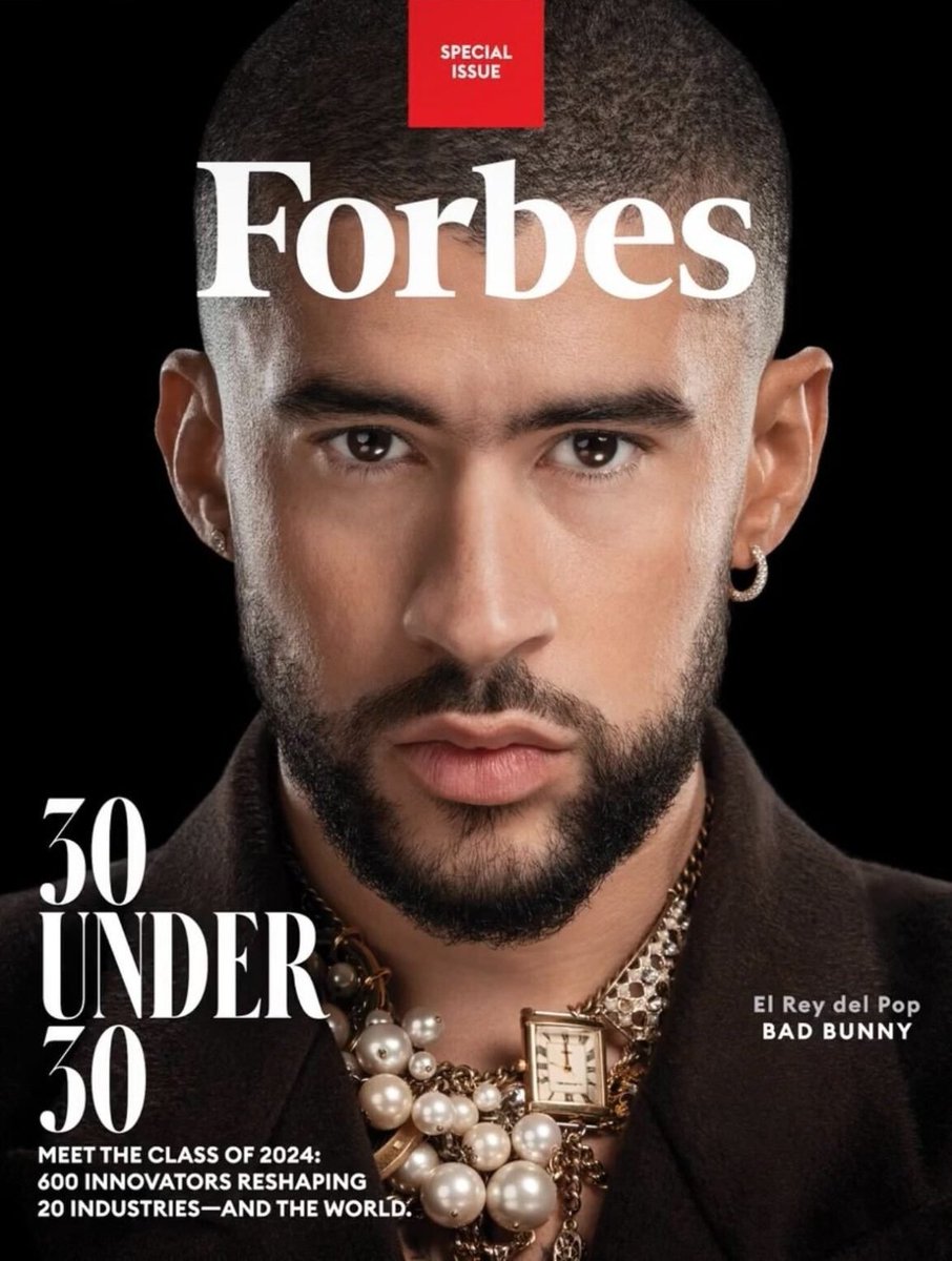 ThePopStuff's tweet image. Forbes names Bad Bunny the new “King Of Pop” in new magazine cover. This title was previously held by Michael Jackson.