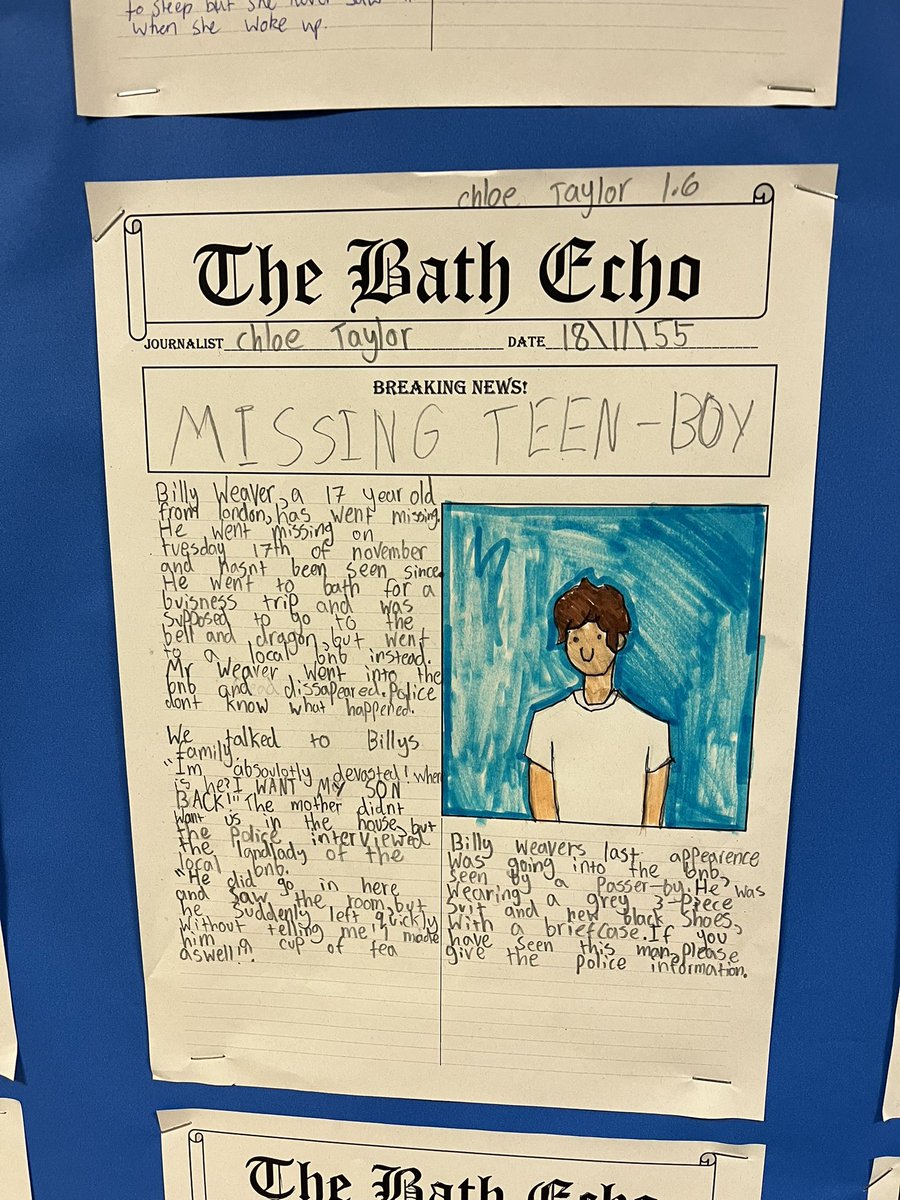 MissCWalker_'s tweet photo. 1.6 have loved reading ‘The Landlady’ and have been using this story to practise their informative writing skills! Excellent work 1.6 ☺️ https://t.co/f8LISzKoui