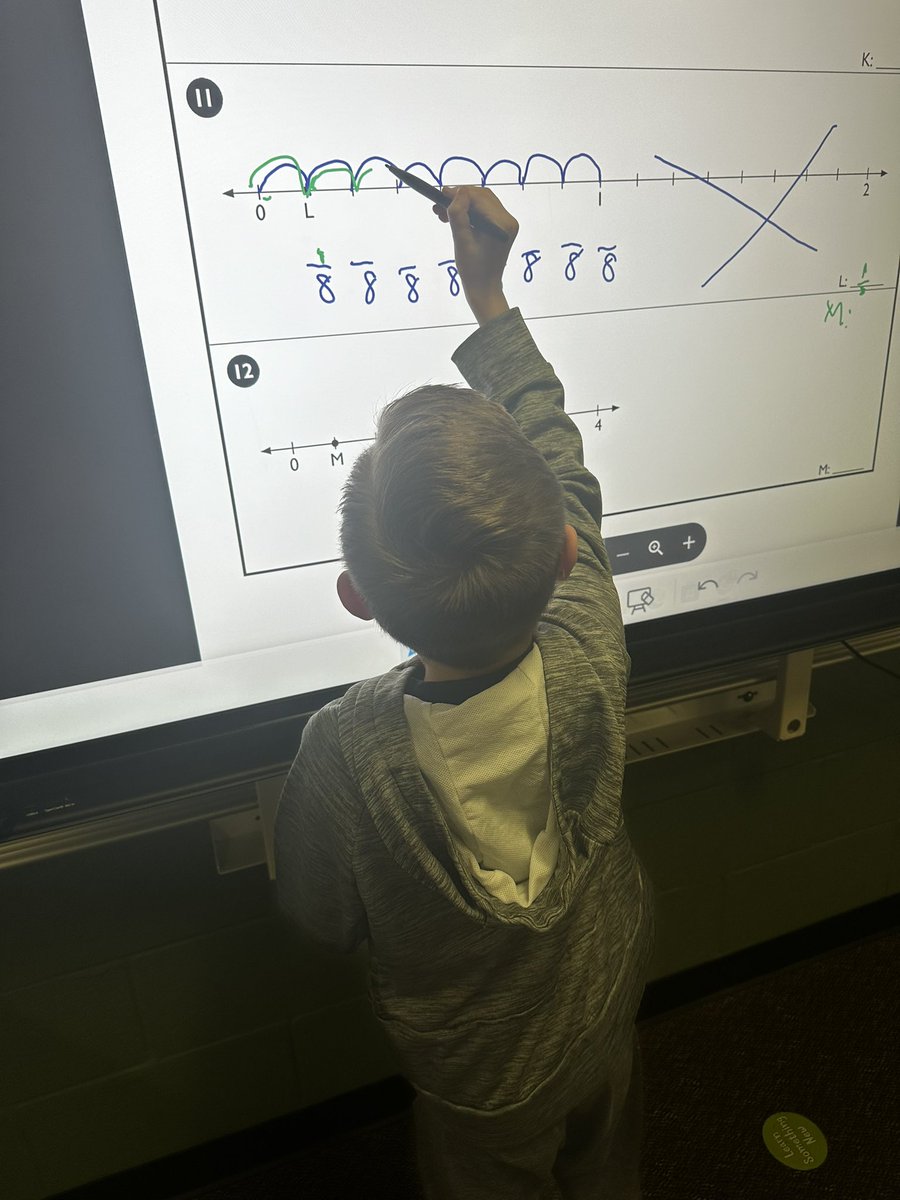 MsKSantangelo's tweet photo. Using our brand new Newline Boards to learn fractions on a number line!  Thank you so much for voting yes on the bond!! #santangelosquad @HumbleISD_LSE #wearelakeshore https://t.co/wF1CHWkXgt