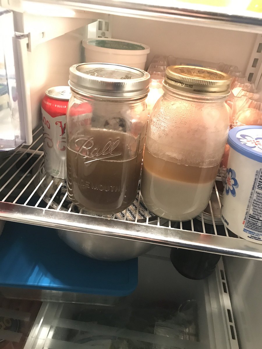 of_quantity's tweet image. 8 lbs of potatoes yielded 1 pint of juice. Jar on the right shows how the starch settles over time 

Nutrient-packed but very labor intensive to make. Probably will not repeat