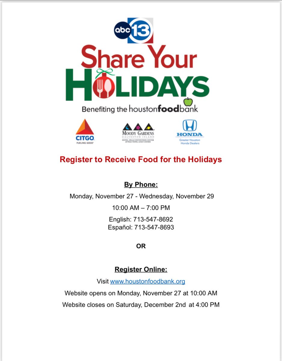 Milby Wraparound Specialist (@wraparoundmilby) on Twitter photo Happy Holidays to you and yours!!🎄
Need food security for the holidays? Register today. See flyer for details! 
Felices fiestas a ti y a los tuyos!! 🎄
Necesita seguridad alimentaria para las fiestas? Regístrese hoy. Consulte el folleto para obtener más detalles! Happy Holidays to you and yours!!🎄
Need food security for the holidays? Register today. See flyer for details! 
Felices fiestas a ti y a los tuyos!! 🎄
Necesita seguridad alimentaria para las fiestas? Regístrese hoy. Consulte el folleto para obtener más detalles!