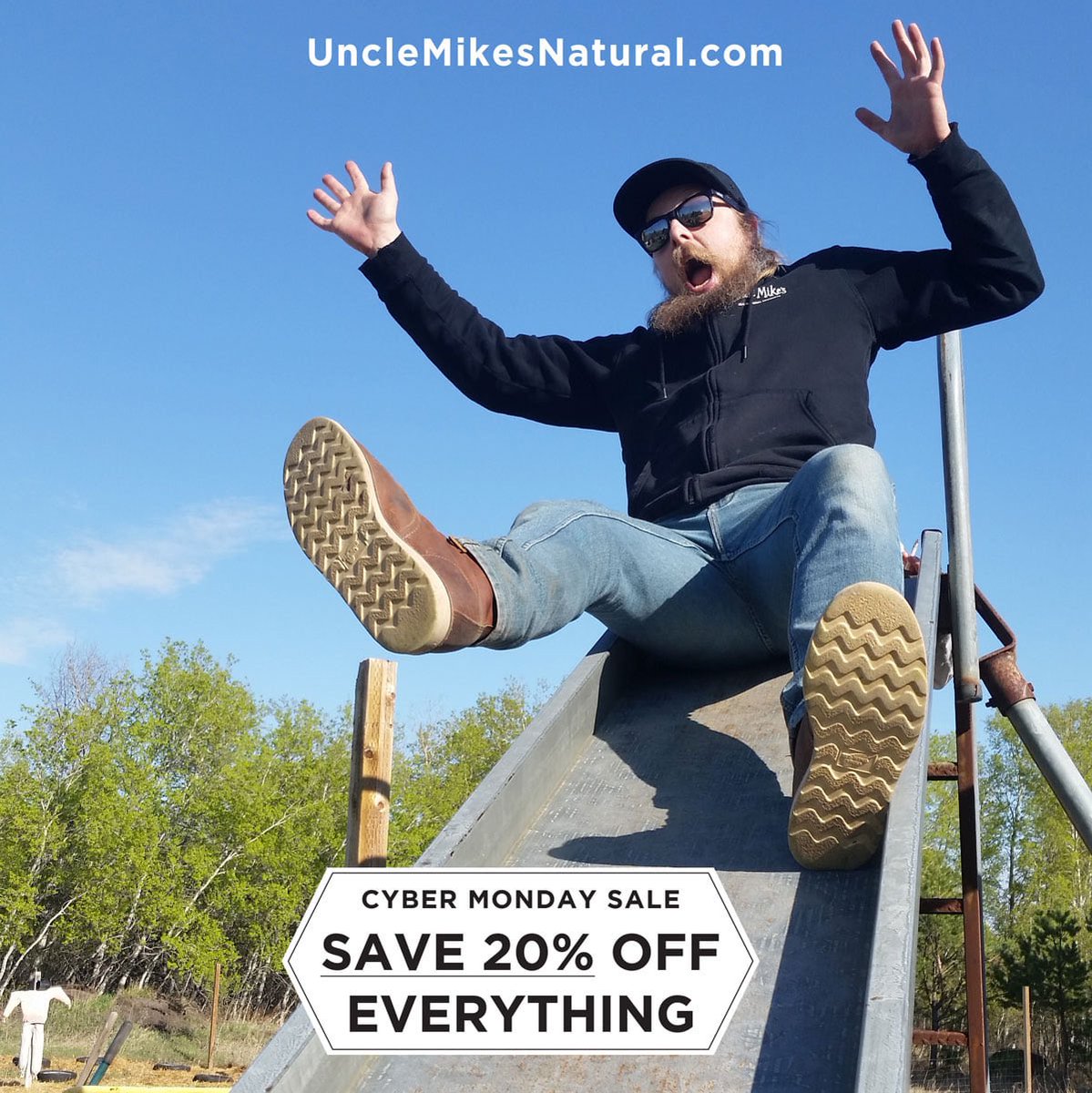 UMnatural's tweet photo. Slide into Savings with our Cyber Monday Sale!! 
Save 20% off the entire site! 
One Day Only, ends at Midnight. https://t.co/y8psaV4suj