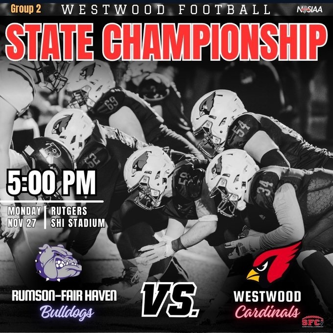 WestwoodRegHS's tweet photo. Let's Goooooooooo! "Clap Out" today for our football team, cheerleaders, marching band and colorguard!  Go Cards!   Cardinal Pride!!!!  Good luck tonight! https://t.co/rPNNFRv5SW