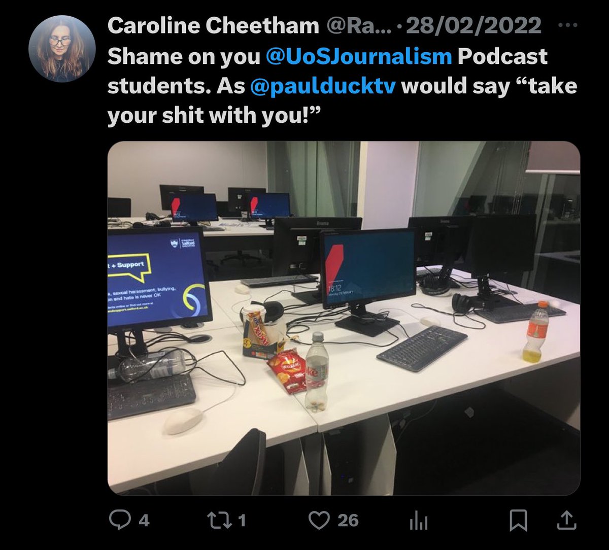 Harry Cohen (@harryjc148) on Twitter photo Rubbish left in the Newsroom today by @RadioCaroline_ In your own words “shame on you” and as <a href="/paulducktv/">Paul Duckworth</a> would say “take your shit with you” 🤣 Rubbish left in the Newsroom today by @RadioCaroline_ In your own words “shame on you” and as <a href="/paulducktv/">Paul Duckworth</a> would say “take your shit with you” 🤣