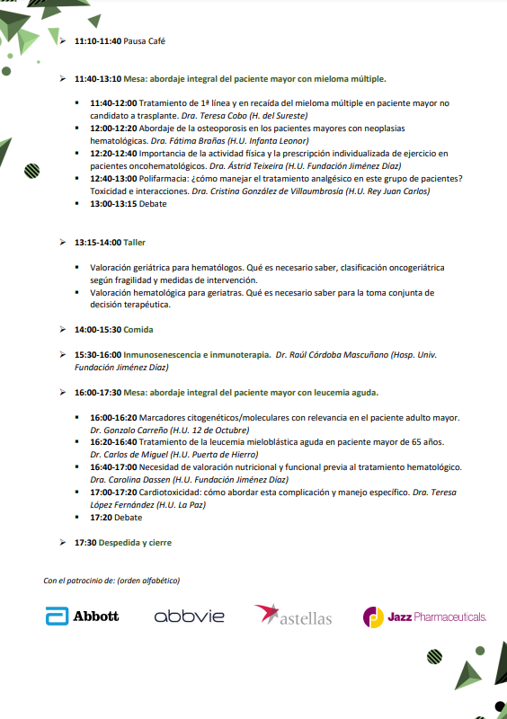 Los Dres. Javier Cornago y Ana Isabel Hormigos, de nuestros servicios de Hematología y Geriatría respectivamente, coordinarán mañana la jornada 'Abordaje multidisciplinar de las neoplasias hematológicas en el paciente mayor'