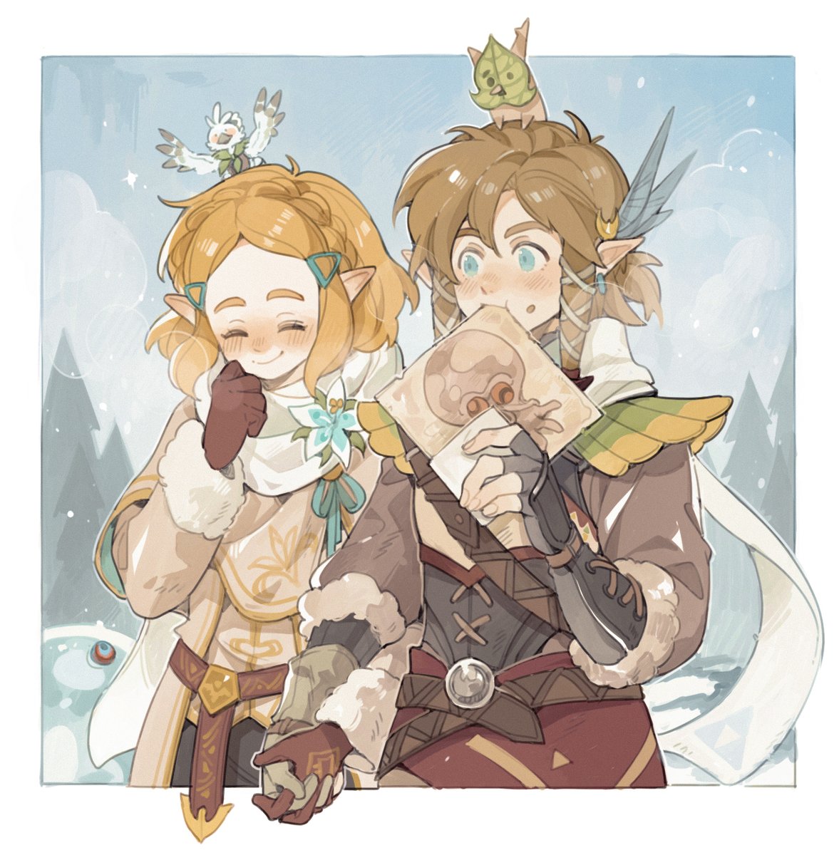 リンク(ゼルダの伝説) ,ゼルダ姫 「gift for @/IceTear_UwU#TearsOfTheKingdom」|スライムのイラスト