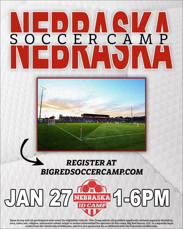 HuskerSoccer's tweet photo. 🚨 Registration is LIVE for our January College ID Camp 🚨

For more info and to secure your spot ➡️ https://t.co/hmr7cS7UBU https://t.co/fb78NSlyZR