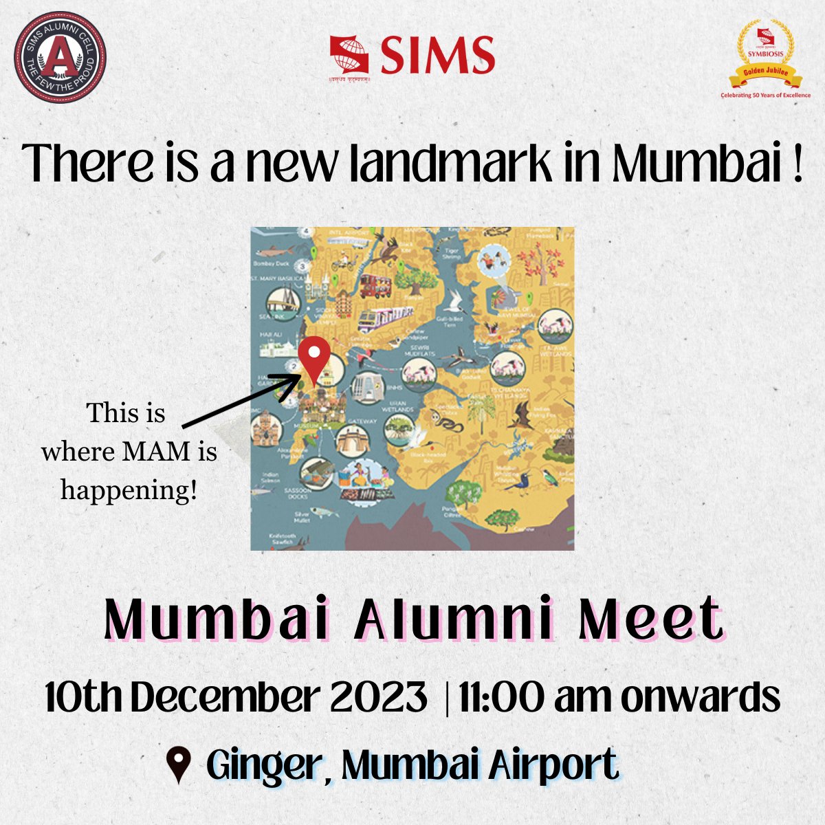 SIMSpune's tweet photo. Wait &amp; see. Magical things are going to happen at Mumbai Alumni Meet 2023!

Venue: Ginger- Mumbai Airport: https://t.co/IveUWg4JJE
Date: 10th December 2023
Time: 11am onwards
(First 75 spot registrations are fully sponsored)

@director_sims @navallawande @SIMSPune https://t.co/f51kGINJl1