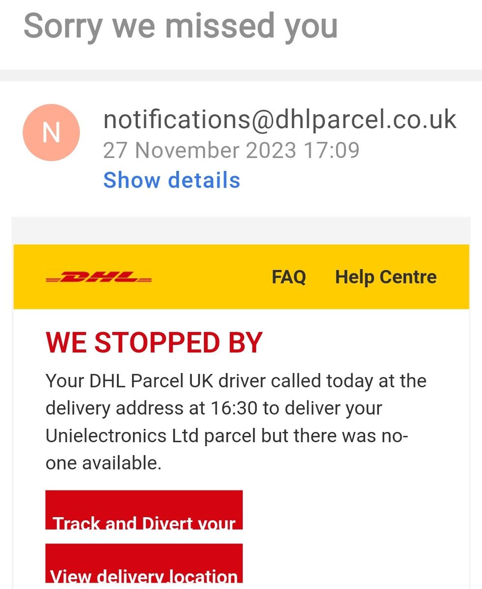 Nictorious_'s tweet photo. @DHLeCommerce are your drivers aware that everyone has Ring Doorbells these days so they can't lie and say they attempted to deliver?! How do I speak to a human being? Please don't give me the 02476 number that won't go through to a human. https://t.co/hAM6EzRVQS