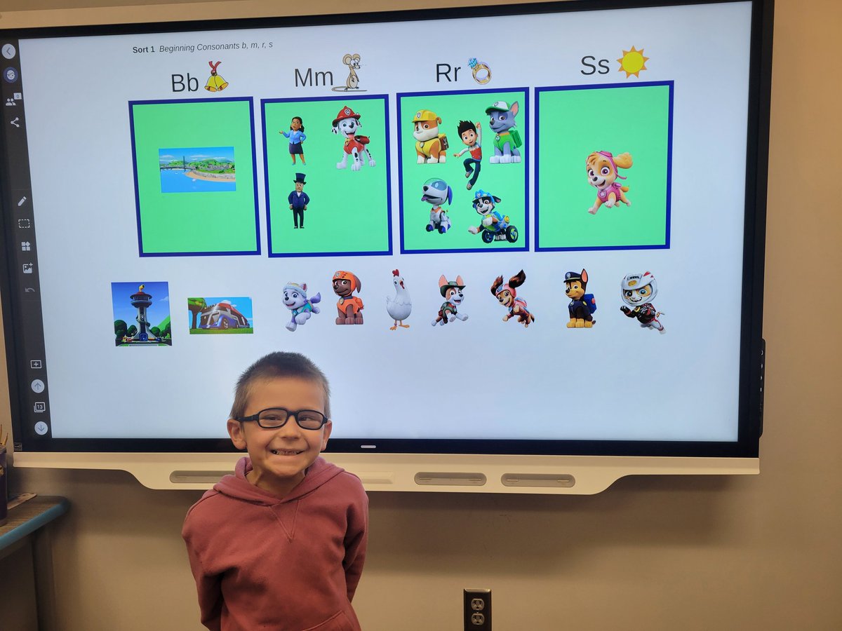 MrsEdwards_MES's tweet photo. All smiles for a letter sound sort featuring this student's favorite: the Paw Patrol! #theMESway https://t.co/djhq0cGZ2p