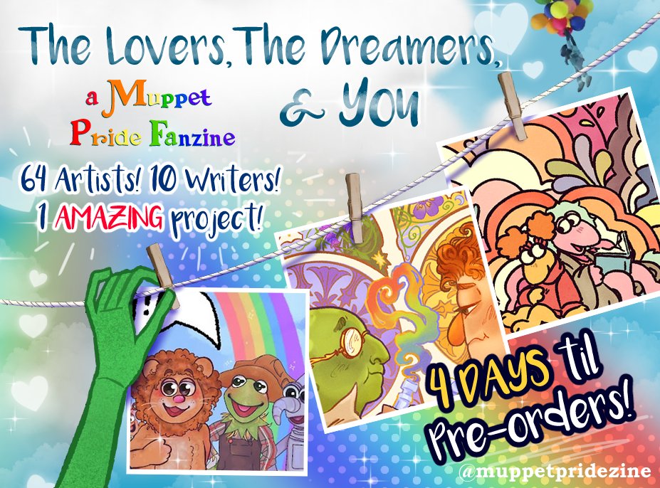 muppetpridezine's tweet photo. 🌈PRE-ORDERS OPEN IN 4 DAYS🌈
The Lovers The Dreamers &amp; You fanzine is a charity fan project by 70+ passionate artists &amp; writers to celebrate two things that go together like Beaker &amp; a flaming head of hair: the Muppets &amp; PRIDE!!!!!🏳️‍🌈✨🙌

Pre-orders open DEC 1st ~!!🗓️💕 https://t.co/PpJ7WnHgRX