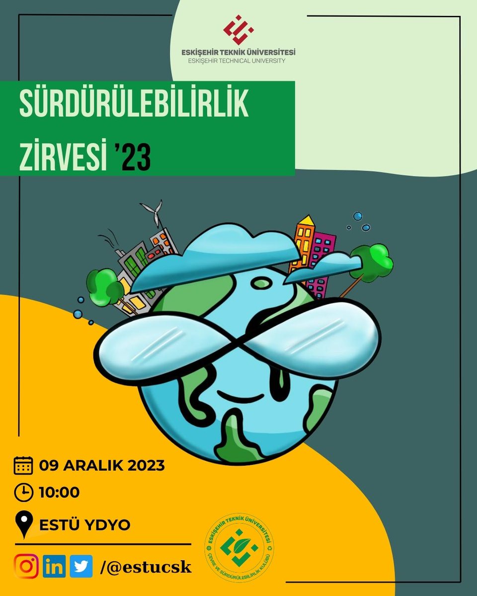 estucsk's tweet photo. İlk kez düzenleyeceğimiz Sürdürülebilirlik Zirvesi'23, farklı sektörlerden gelen uzmanların, yöneticilerin ve öncü firmaların katılımıyla 9 Aralık Cumartesi günü ESTÜ YDYO binasında gerçekleşecek.

"Geleceğimiz Yeşil, Kararımız Sürdürülebilirlik." 

#SürdürülebilirlikZirvesi'23 https://t.co/GEd66ylMgY