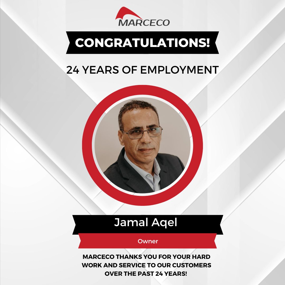 MarcecoNation's tweet photo. 🎉 Celebrating Jamal Aqel on his work anniversary! 🌟 This month marks 24 incredible years of leadership, vision, and dedication. 

🙌 Join us in honoring one of our driving forces behind our success. Thank you, Jamal, for your inspiring journey! 🥂

#LeadershipMilestone https://t.co/JQgusNRPkc