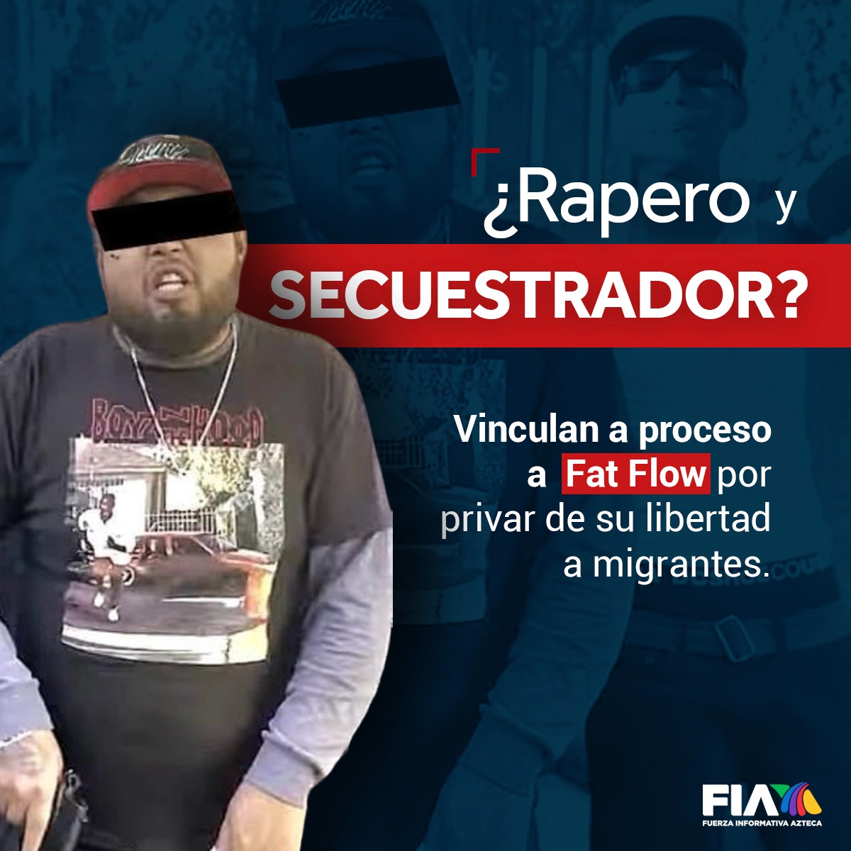 AztecaNoticias's tweet photo. 🚨 ¿Rapero y #secuestrador?

Detienen y vinculan a proceso a #FatFlow por el #secuestro de nueve #migrantes.

Jesús Antonio “M”,  de 28 años, tenía privadas de su #libertad a varias personas, entre ellas un menor de edad.

https://t.co/iyFMT3K94z https://t.co/kRMaB1nBdM