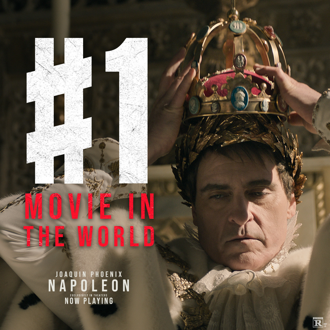 NapoleonMovie's tweet photo. Get tickets to see the #1 Movie in the World — #Napoleon is now playing in Premium Large Formats, Screen X, 70mm and IMAX. https://t.co/stQLEmlum3 https://t.co/sfgV96X5y9