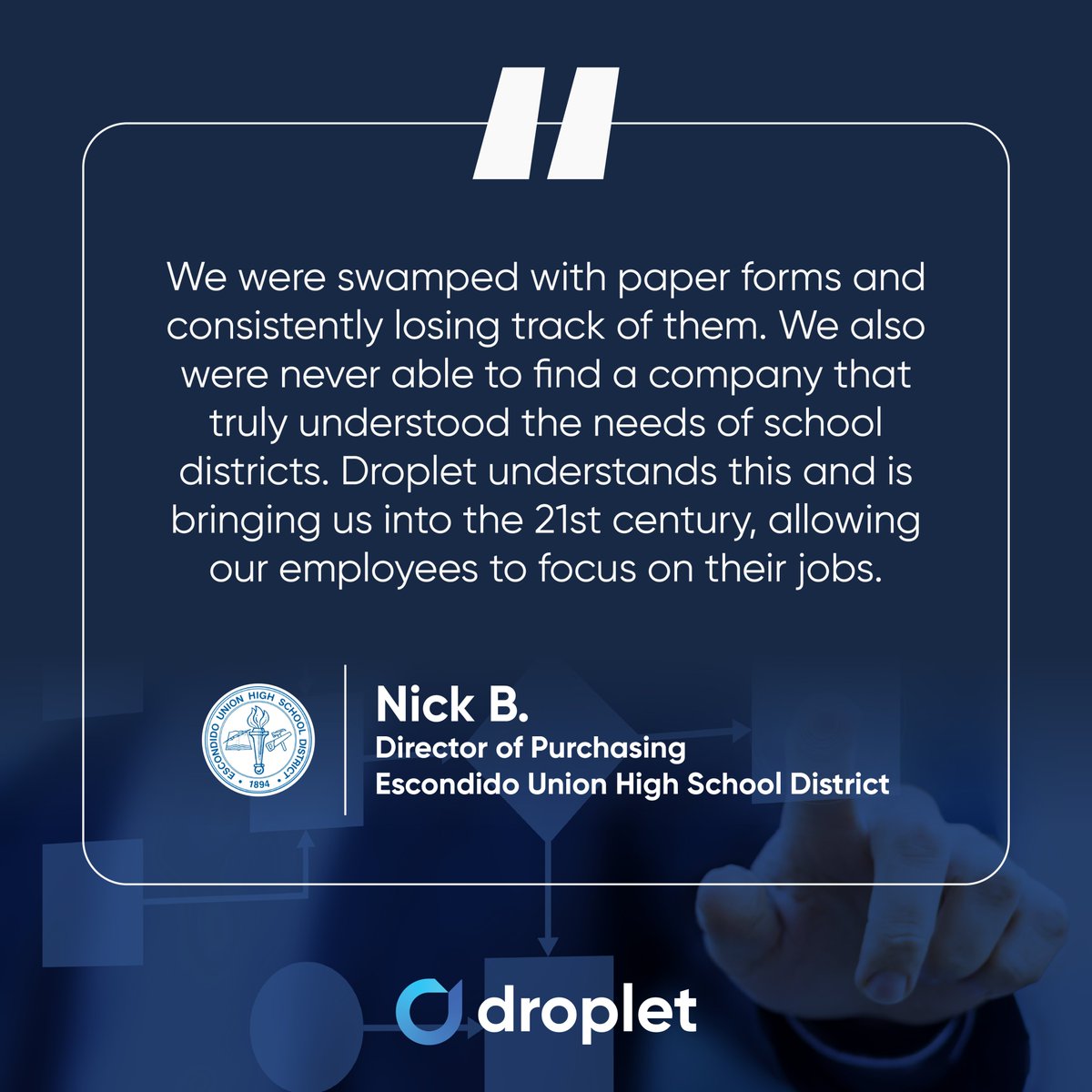 DropletInc's tweet photo. From paperwork pains to digital gains!

#digitalforms #workflowautomation #k12schools #paperlessjourney https://t.co/Fokd6Hggwa