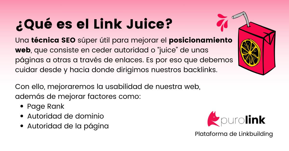 ¿Qué es el #linkjuice ? Una ténica #seo más para que tus #enlaces fluyan🧃
¿Sabrías cómo analizar la web ideal para aprovechar al máximo el link juice? ¡Os leemos! 👀