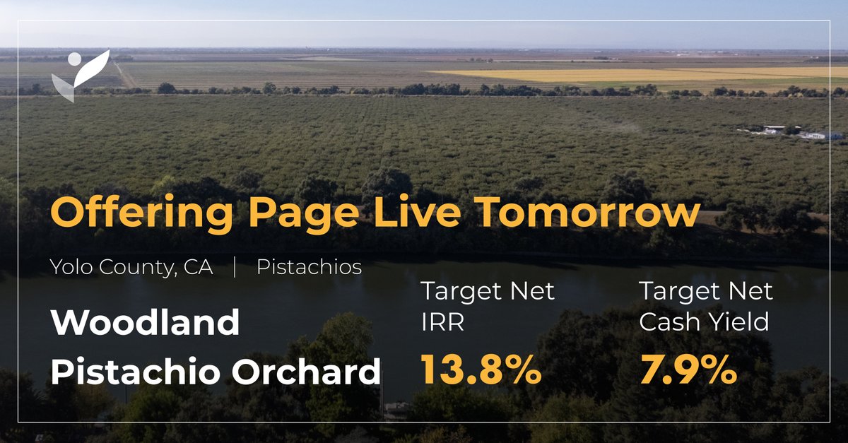 We're excited to announce that Woodland Pistachio Orchard is coming to our platform tomorrow! Our pre-launch webinar will occur on Wednesday, November 29, at 9:00am PST, 12:00pm EST. You can save your seat here: us06web.zoom.us/webinar/regist…