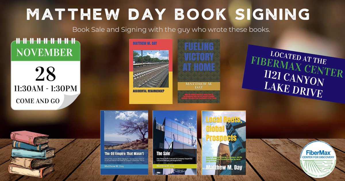 FiberMaxCenter's tweet photo. Stop by the FiberMax Center tomorrow from 11:30 am - 1:30 pm to meet Matthew Day and attend his book signing. All 25 of his titles are available here: https://t.co/wpByCqDGpW. #fibermaxcenterfordiscovery #booksigning #matthewday https://t.co/qu4ZleF75u