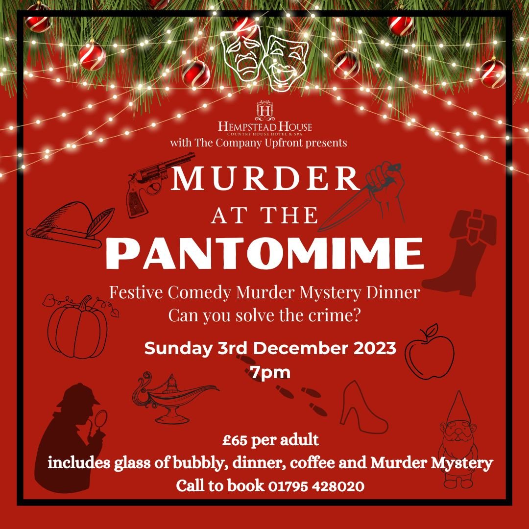 Looking for something fun to do this weekend? @HempsteadHouse are holding a Festive #MurderMystery Dinner. For £65 per adult, you get a glass of bubbly, a 4 course festive dinner, coffee & petit fours, & murder mystery entertainment. To book your space: bit.ly/3RfIbxR