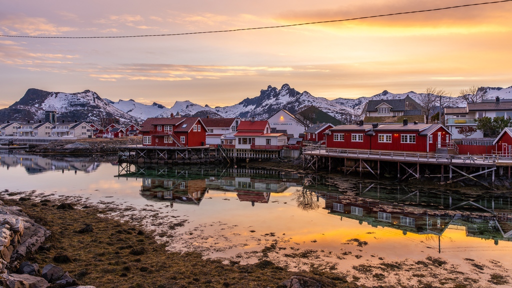 Nestled like a string of pearls in the Norwegian Sea, Lofoten is a breathtaking symphony of nature's wonders. Majestic, snow-capped peaks rise from the aquamarine embrace of fjords, creating a landscape that seems painted by the hands of a master artist.

Photo 📸: @myrstump