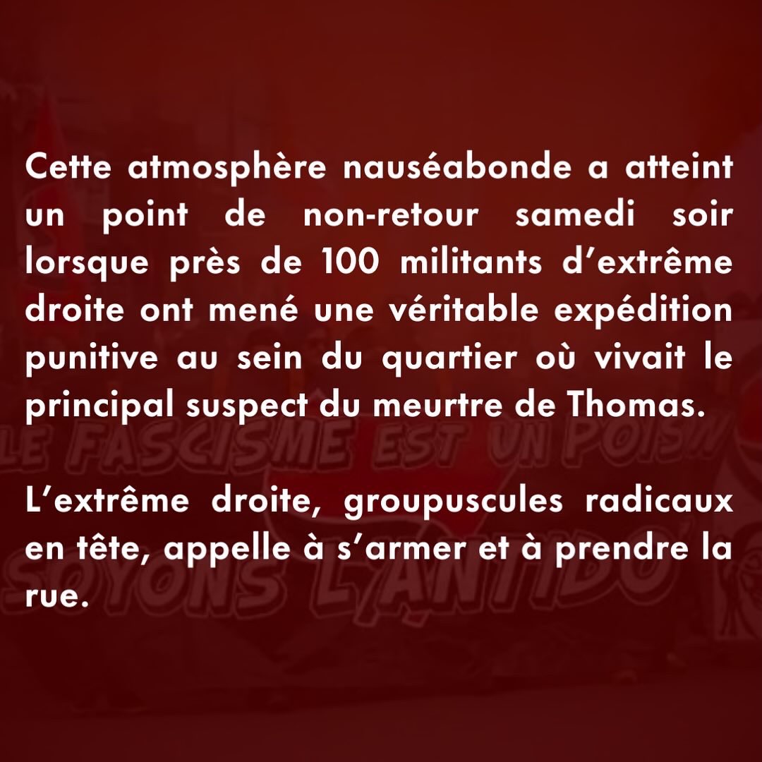 oabbdx's tweet photo. Ce jeudi 30 novembre à 20h, différents groupes d’extrême droite organisent un rassemblement place Pey Berland suite à la mort de Thomas dans la Drôme. https://t.co/Ex0jA4HKvC