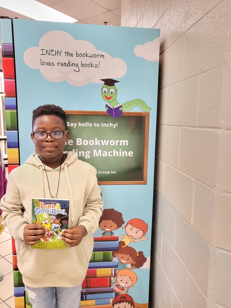 settlesbridge's tweet photo. On the first day back from Thanksgiving, it was PBIS Golden Ticket Day here at The Bridge! Five Super Stars were selected for being Respectful, Responsible, and Kind. They had a chance to select at a book from our Settles Bridge Elem PTO sponsored Book Vending Machine!  #PBIS https://t.co/qE2T3htlfQ