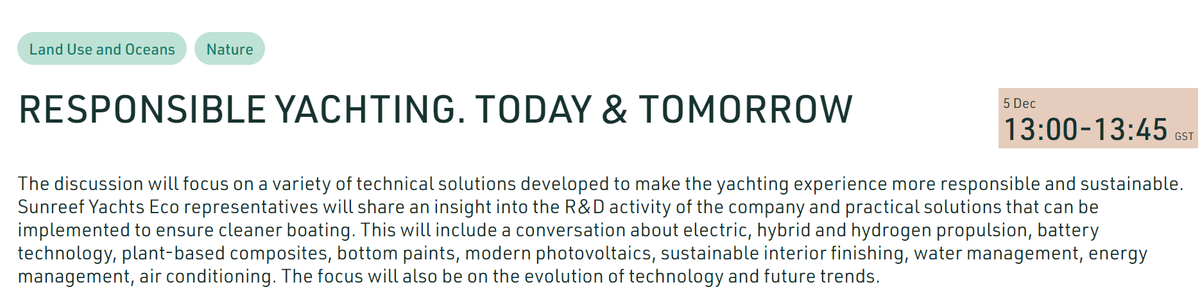 Yall. I wish this was a joke but it's not. There will be a "Responsible Yachting" panel at #COP28. 

This is the shit that puts me in despair.
cop28.com/en/schedule/re…